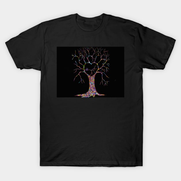 Birds in the Colourful Heart Tree T-Shirt by FrancesArt